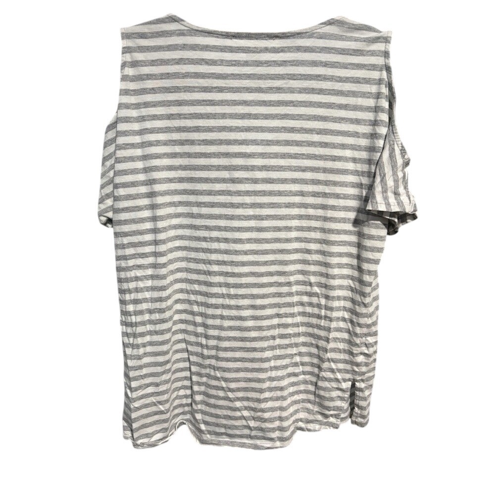 Michael Kors Gray White Short Sleeve Cutout Tee - Picture 2 of 5